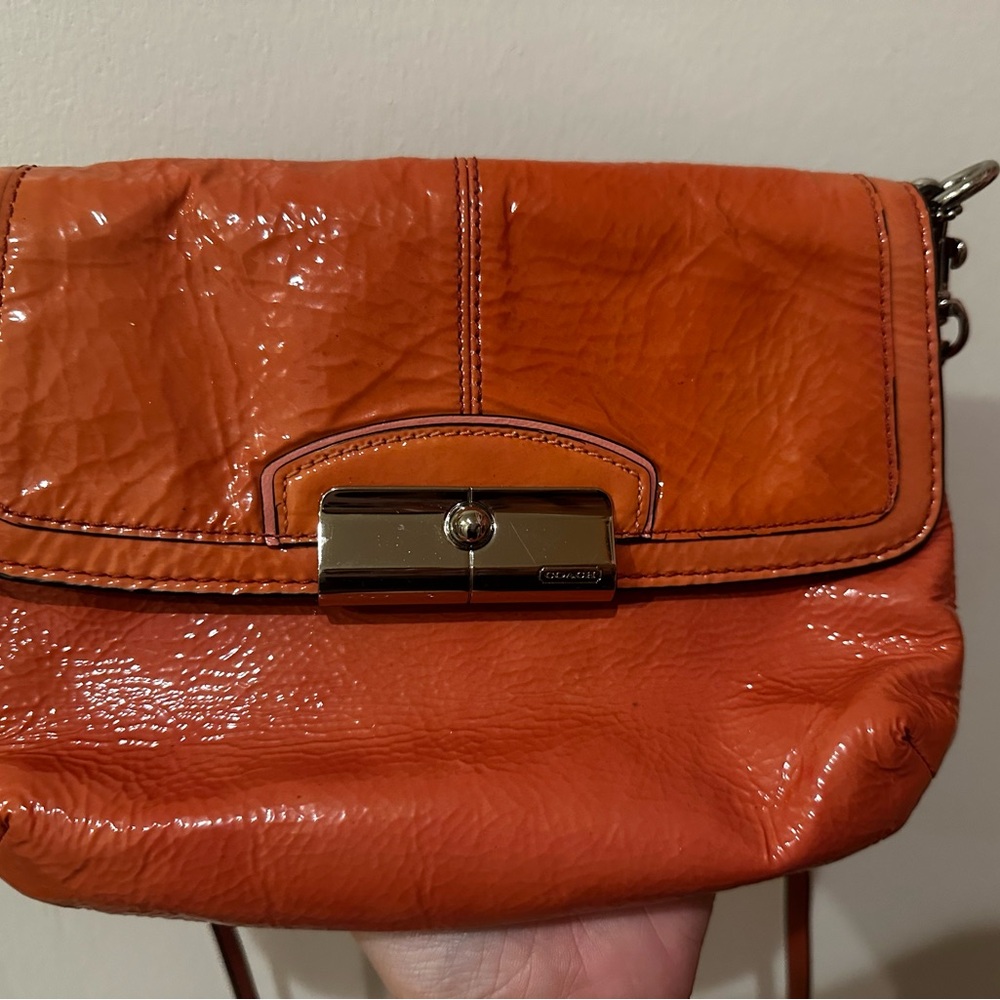 Coach Shiny Orange Coral Crossbody Bag